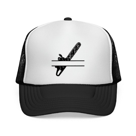 Chainsaw lumberjack banner Trucker Caps
