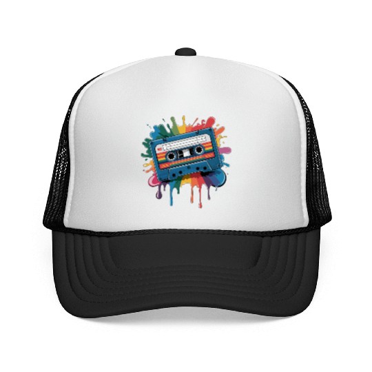 80s Retro Cassette Splash Classic Cassette Tape Trucker Caps