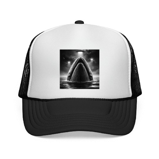 Whale cetacean Funny Graphic Selfie with UFOs Weir Trucker Caps