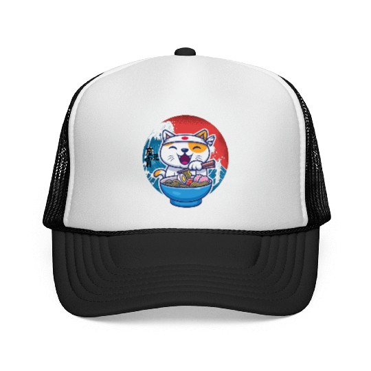 Japanese cat ramen Trucker Caps