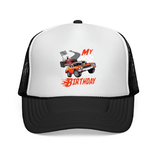 Fun My Birthday Race Car Boys Girls Youth Men Trucker Caps
