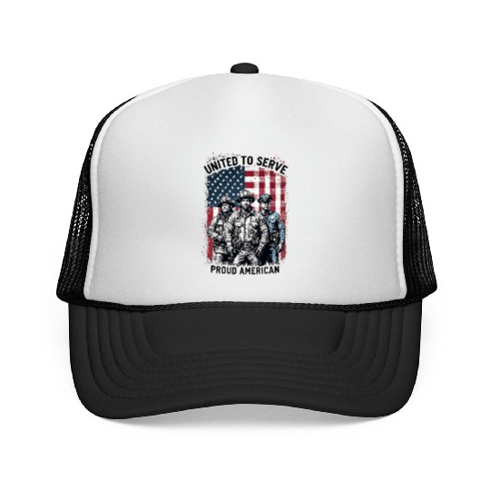 United To Serve USA America Proud American Heroes Trucker Caps