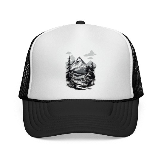 Monochrome Mountain Wilderness Trucker Caps