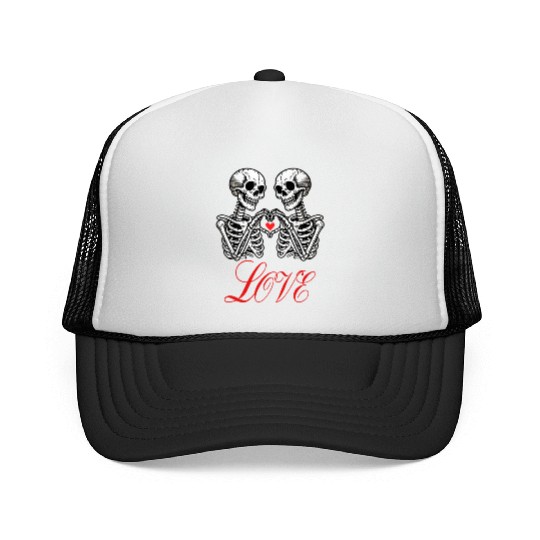 Funny Valentines Day Skeleton Trucker Caps