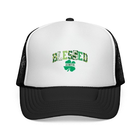 Blessed Auntie St Patricks Day Spring and Summer Trucker Caps