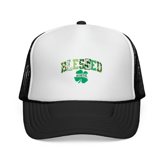 Blessed Auntie St Patricks Day Spring and Summer Trucker Caps