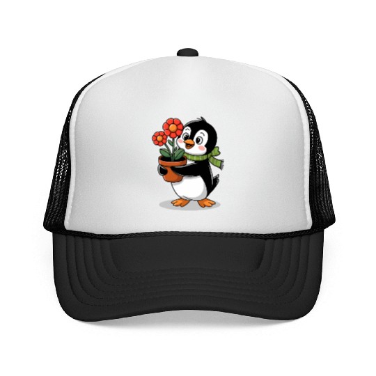 Cute Penguin Gardener Garden Joyful Design Trucker Caps