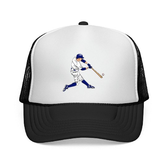 baseball player hitting ball with bat Trucker Caps