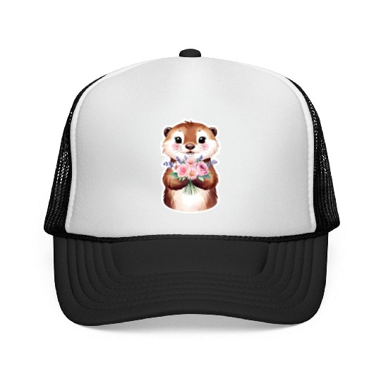 Otter with flowers Trucker Caps