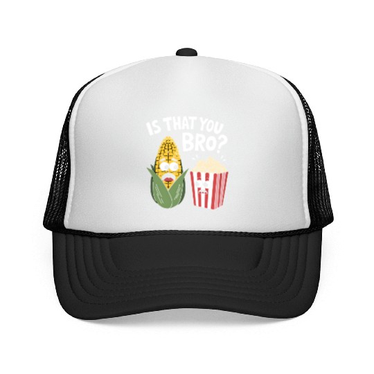 Funny Corn and Popcorn Cartoon Meme Design Trucker Caps