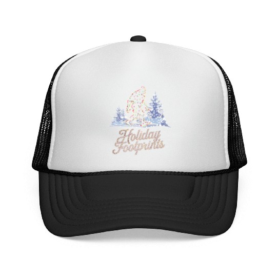 Holiday Footprints Christmas Bigfoot Adventure Trucker Caps