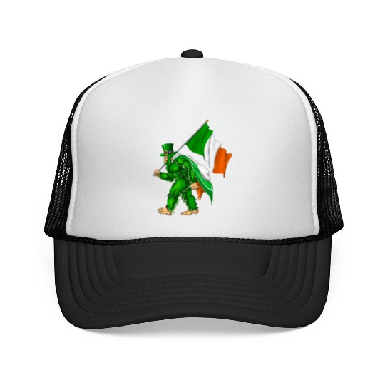 St. Patrick's Day Bigfoot Ireland Flag Trucker Caps