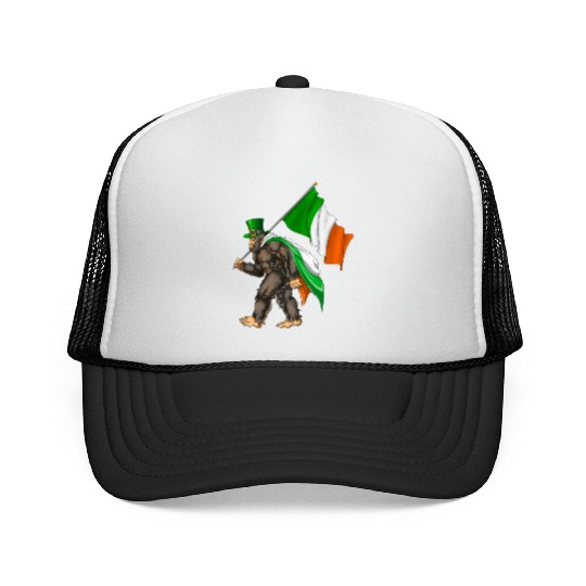 St. Patrick's Day Bigfoot Ireland Flag Trucker Caps