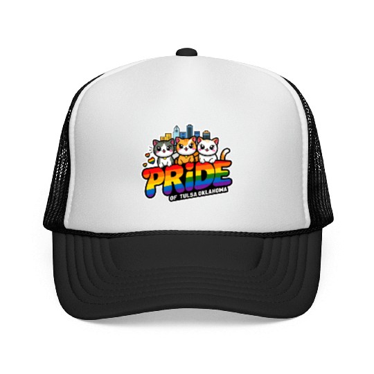 Pride of Tulsa City Oklahoma USA Rainbow Flag Trucker Caps