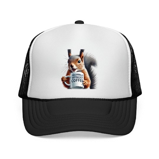 Sassy Squirrel Needs Coffee Trucker Caps