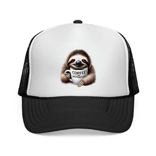 Sleepy Sloth Coffee Motivation Trucker Caps