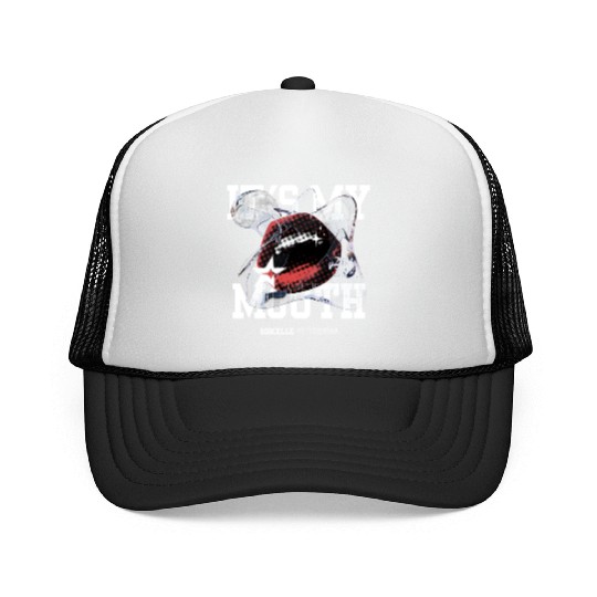 Red and White Streetwear Mouth Trucker Caps Design