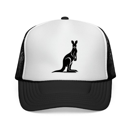 Wild Animal Silhouette With Typical Kangaroo Pose Trucker Caps