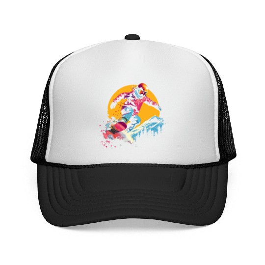 Snowboarder Synthwave Trucker Caps