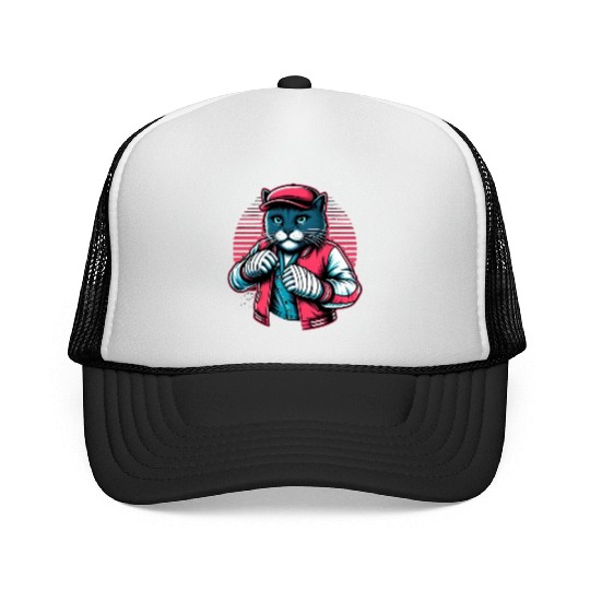 Vintage Street Fighter Cat #Vintage #Streetwear Trucker Caps