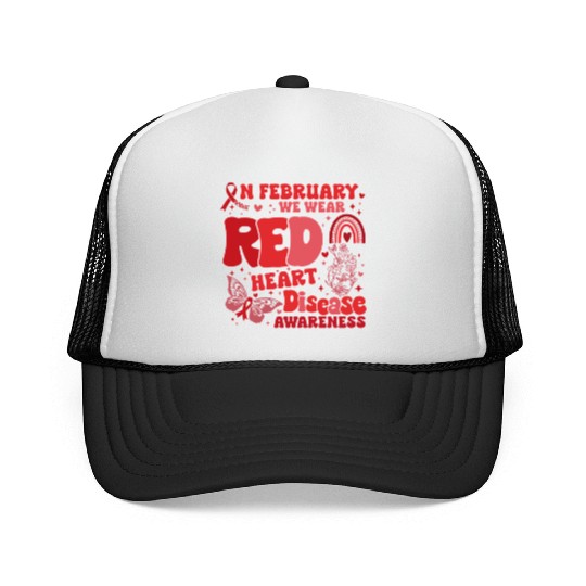 In February We Wear Red Rainbow CHD Awareness Trucker Caps