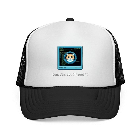 Console.Log('Meow!') Cat Coding Trucker Caps