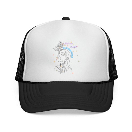 Self-Love Superpower: Butterfly & Floral Art Trucker Caps