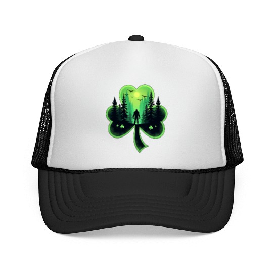 St Patrick's Day Bigfoot Sasqautch Irish Trucker Caps