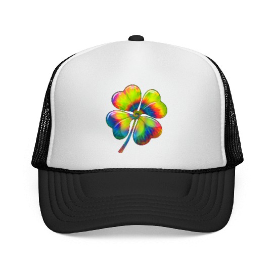 Tie Dye Shamrock Lucky Four Leaf Clover St Patrick Trucker Caps