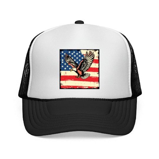 Patriotic Eagle Illustration Trucker Caps