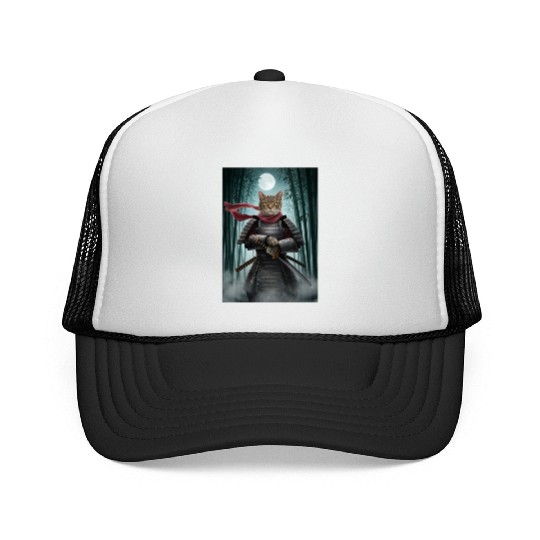 Japanese Cat Samurai Cat Trucker Caps