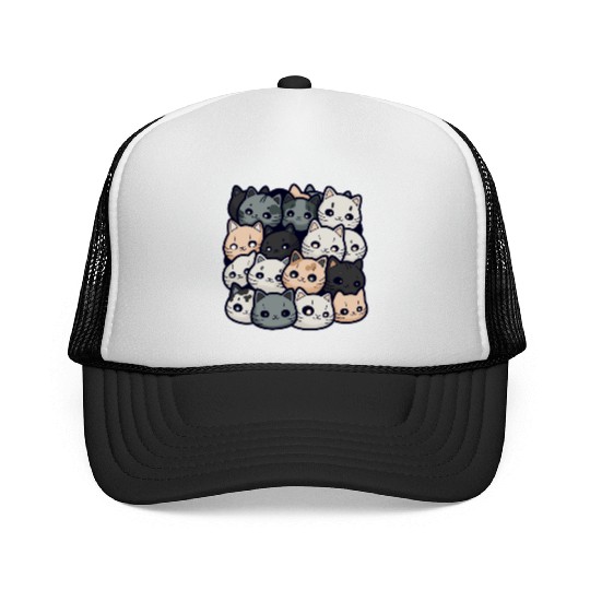 Cute Cat Pile: Adorable Kittens Stack Trucker Caps
