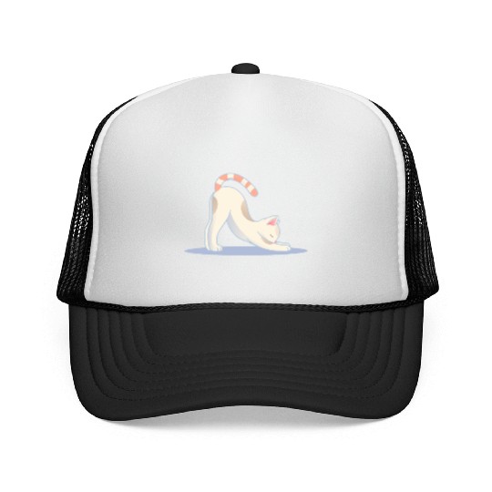 cute cat in the classic yoga stretching pose Trucker Caps