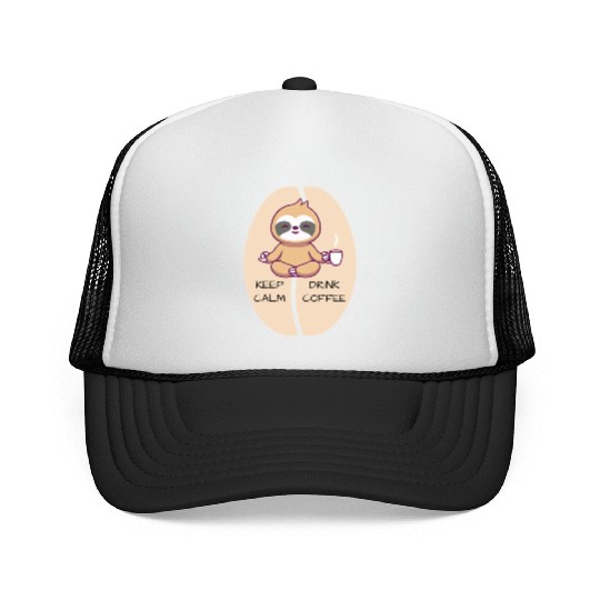 Keep Calm Drink Coffee Sloth Trucker Caps