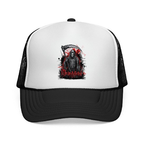 Heavy Metal Reaper with Scythe Graphic Trucker Caps