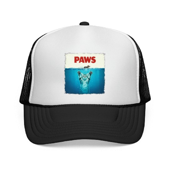Paws Kitten Meow Parody Funny Cat Lover Trucker Caps
