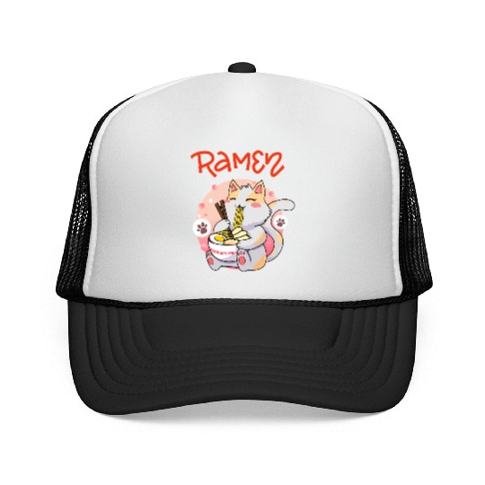 Cute Cat Ramen - Japanese Anime Kawaii Kitty Trucker Caps