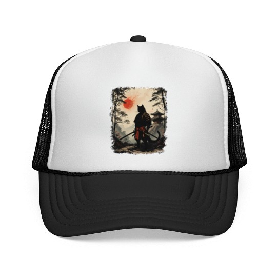 Samurai Cat Warrior Trucker Caps Design