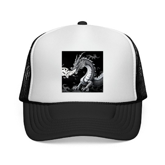 A classic dragon breathing fire Merch Trucker Caps
