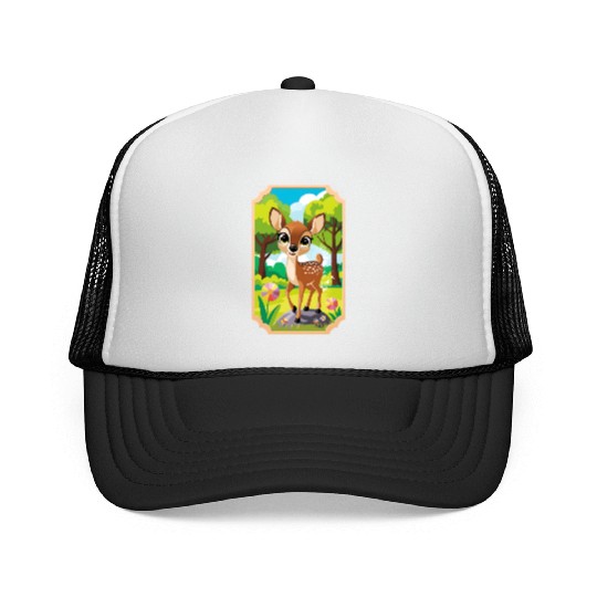 Kids deer in the forest 1 Trucker Caps