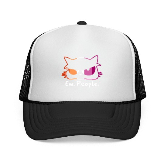 Cat Grumpy Face Ew People Lesbian Pride Colors Trucker Caps