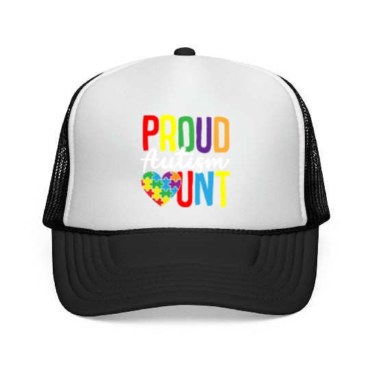 Autism Puzzle - Proud Autism Aunt Trucker Caps