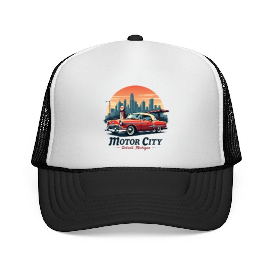 Detroit Gift for Music and Car Lovers Trucker Caps