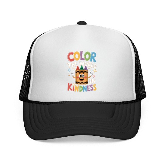 Teacher Back To School Color In Kindness Crayon Trucker Caps