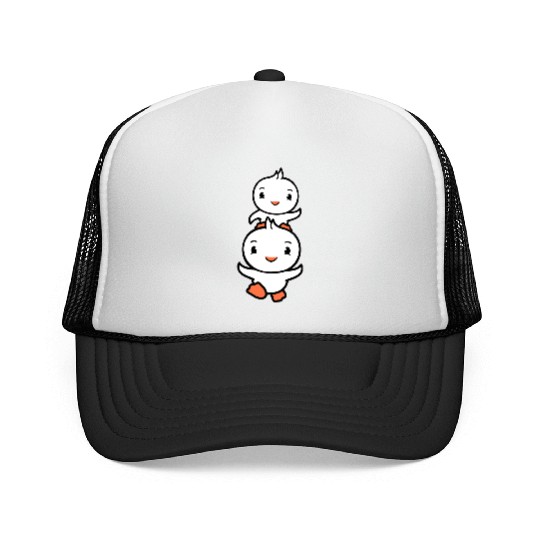 2 Ducks Dad Baby Child Piggyback Run Head Funny Trucker Caps