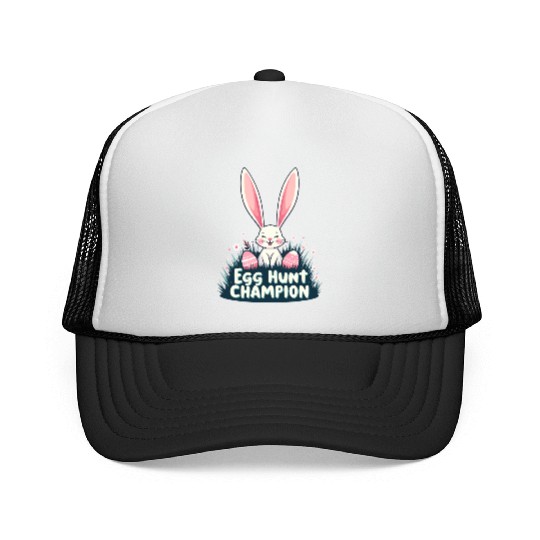 Egg Hunt Champion Bunny Design Trucker Caps