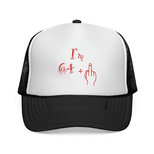 I'm 64 + 1 = 65, Red Lettering Trucker Caps