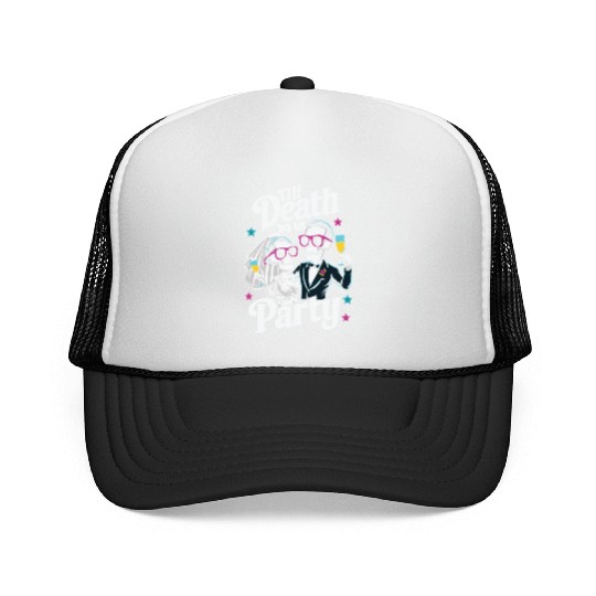 Funny Skeleton Bride and Groom Till Death Do Party Trucker Caps