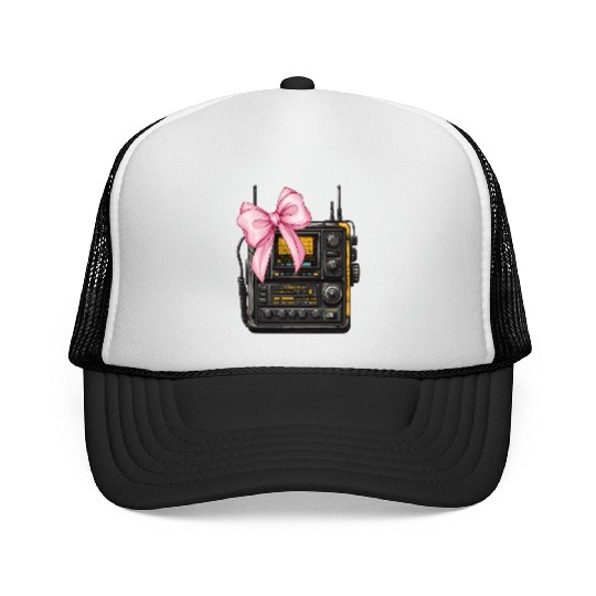 Coquette Bow Ham Radio Operator Amateur Radio Girl Trucker Caps