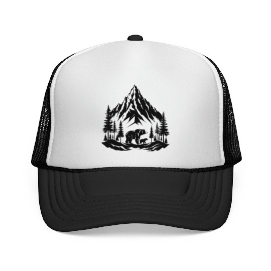 Bears And Mountains Trucker Caps